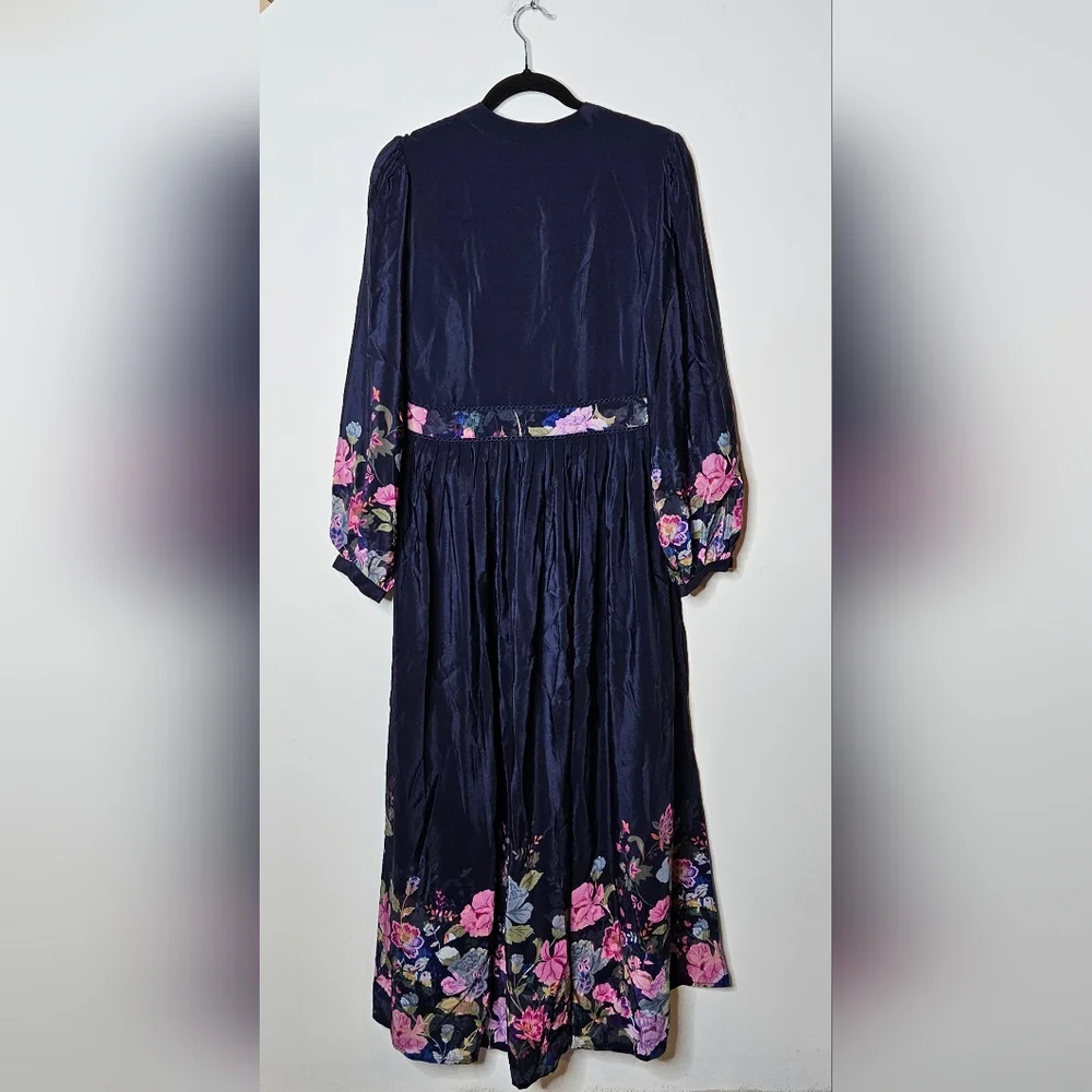 Johnny Was Valeria Silk Floral Beaded Embroidered Maxi Dress‎ Womens Medium NEW - Picture 8 of 9